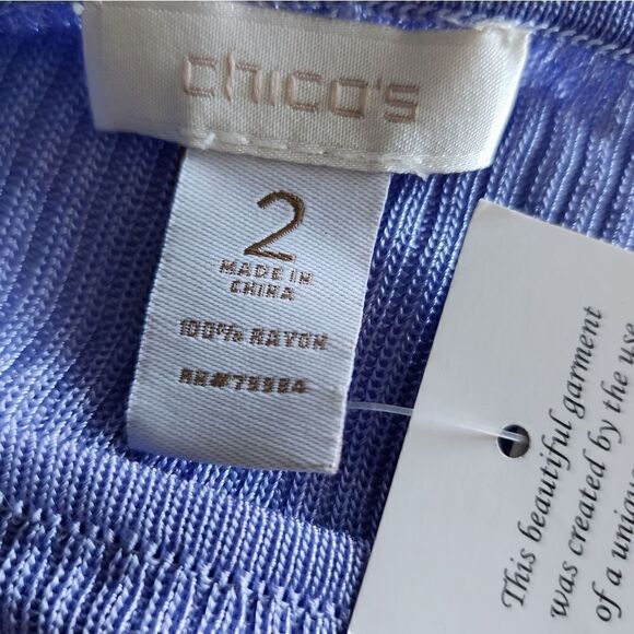 Chico's travel collection love lacey 3/4 sleeve lilac iris lagenlook sweater - Picture 11 of 13